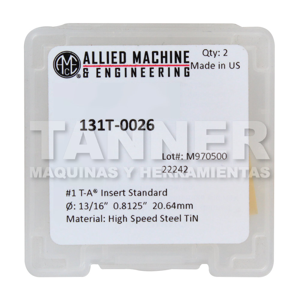 INSERTO ESPADA NO.1 13/16PULG TA M4 TIN