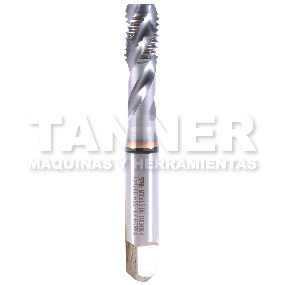 MACHUELO HELICOIDAL HSS M10X1.5 D6 3F TICN