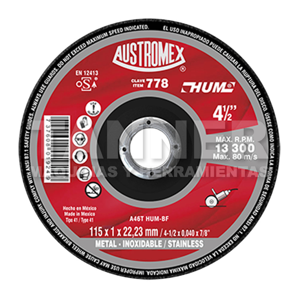 DISCO DE CORTE PLANO SUPER DELGADO PARA METAL  115X1X22.23