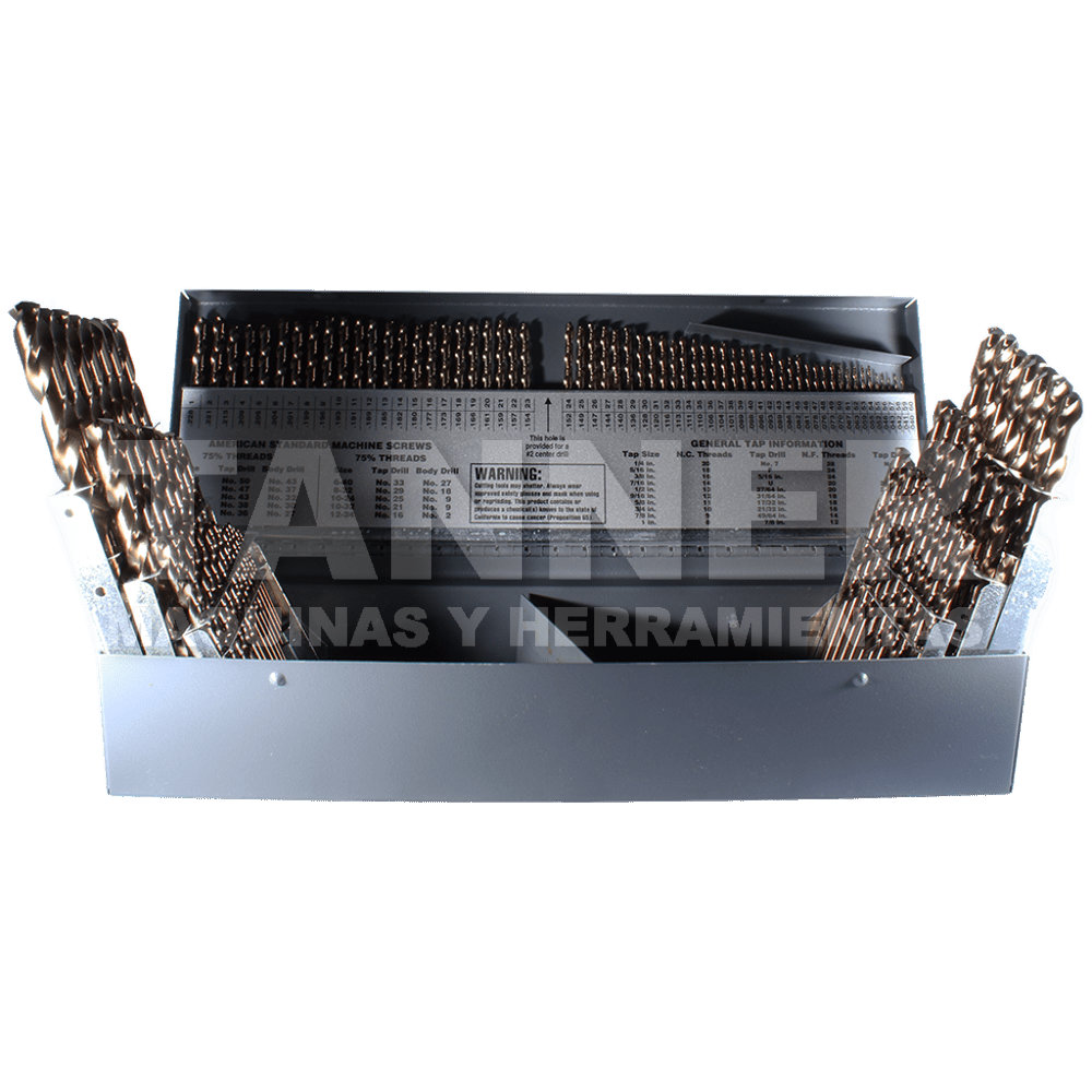 JUEGO BROCAS COBALTO ALFABETICO, NUMERICO, FRACCIONAL 115PZAS