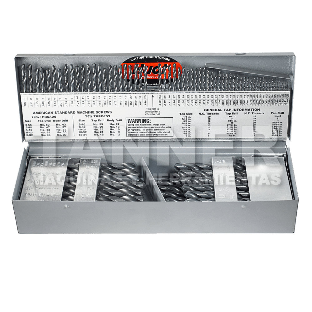 JUEGO BROCAS HSS 115PZ 0-60, A-Z, 1/16-1/2PULG