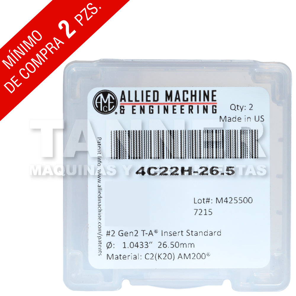 INSERTO NO.2 GEN2 T-A C2 AM200 26.5MM