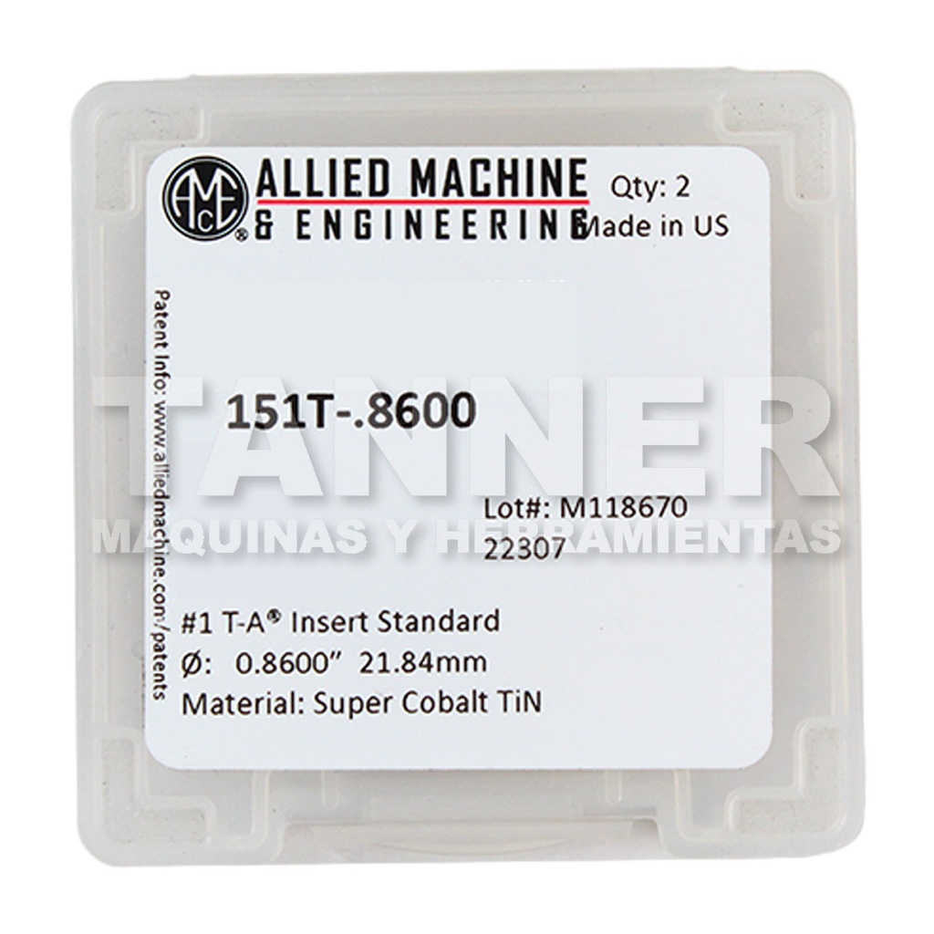 INSERTO COBALTO NO. 1 1PULG T-A TIN