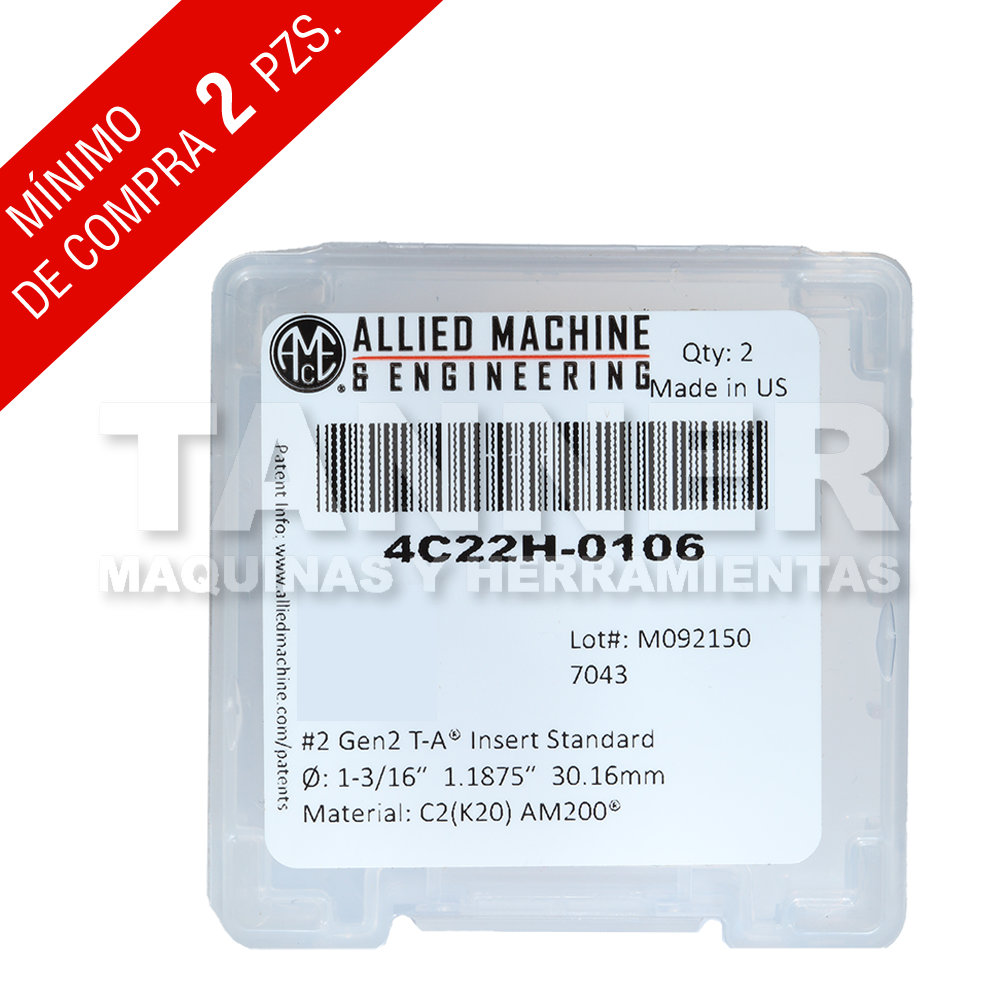 INSERTO COBALTO 1-3/16PULG NO.2 GEN2 T-A C2 AM200