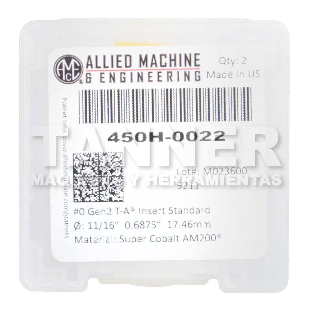 INSERTO COBALTO 11/16PULG NO. 0 GEN2 T-A SC AM200 11/16