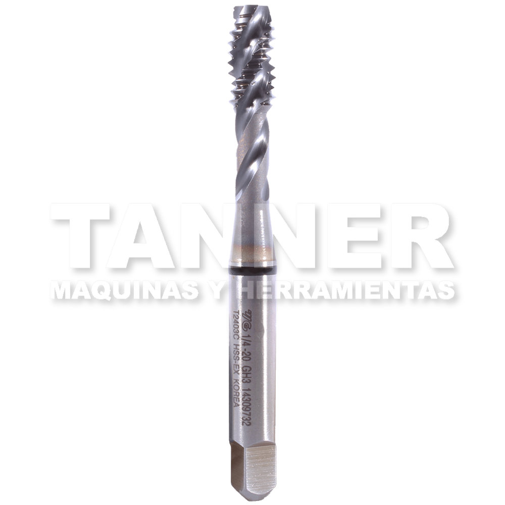 MACHUELO HELICOIDAL HSS 1/4-20 3F H3 TICN