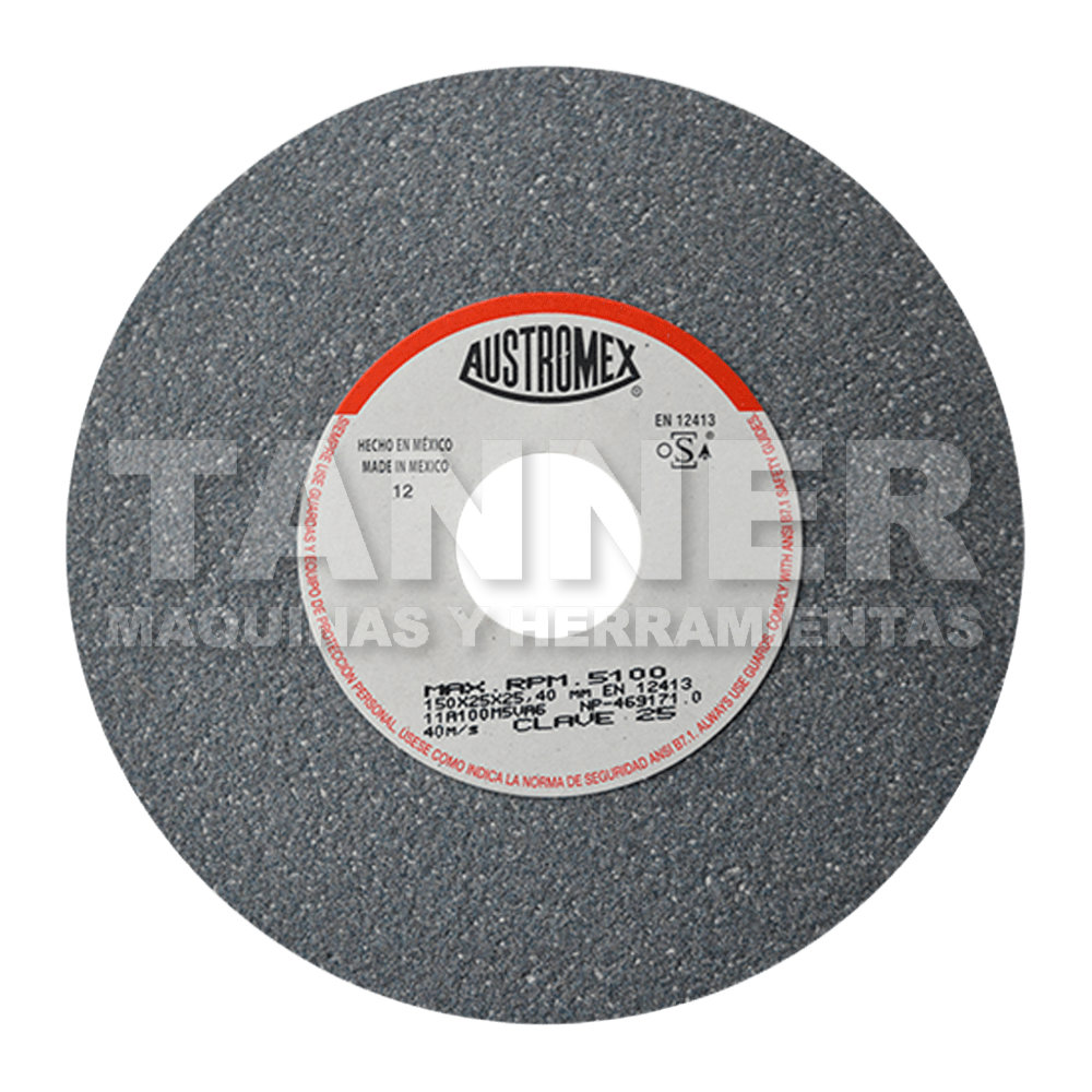 RUEDA ABRASIVA VITRIFICADA PARA ESMERILADO DE METAL 150X25X25.40 11A100M5VA6