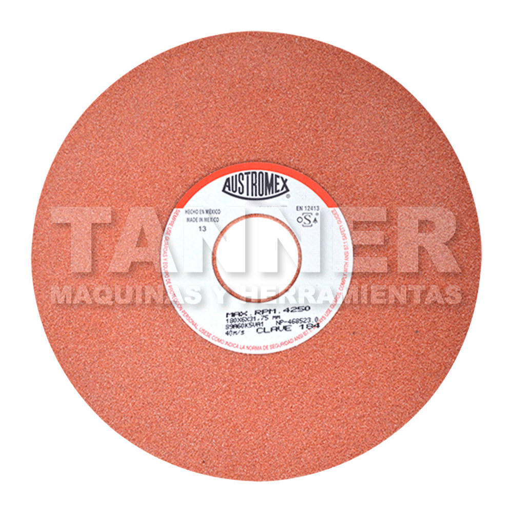 RUEDA NARANJA VITRIFICADA PARA ESMERILADO DE ACERO 180X6X31.75 89A60K5VA1