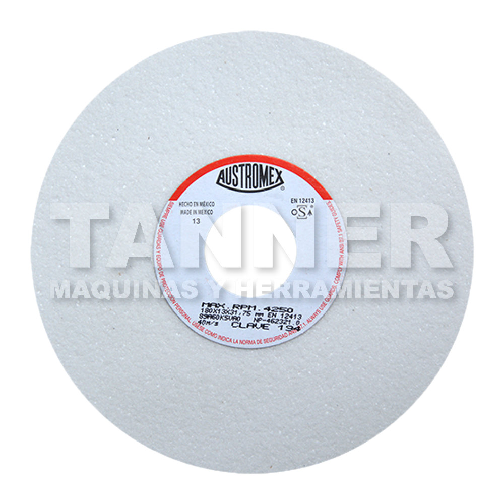 RUEDA BLANCA VITRIFICADA PARA ESMERILADO DE ACERO 180X13X31.75 89A60K5VA0