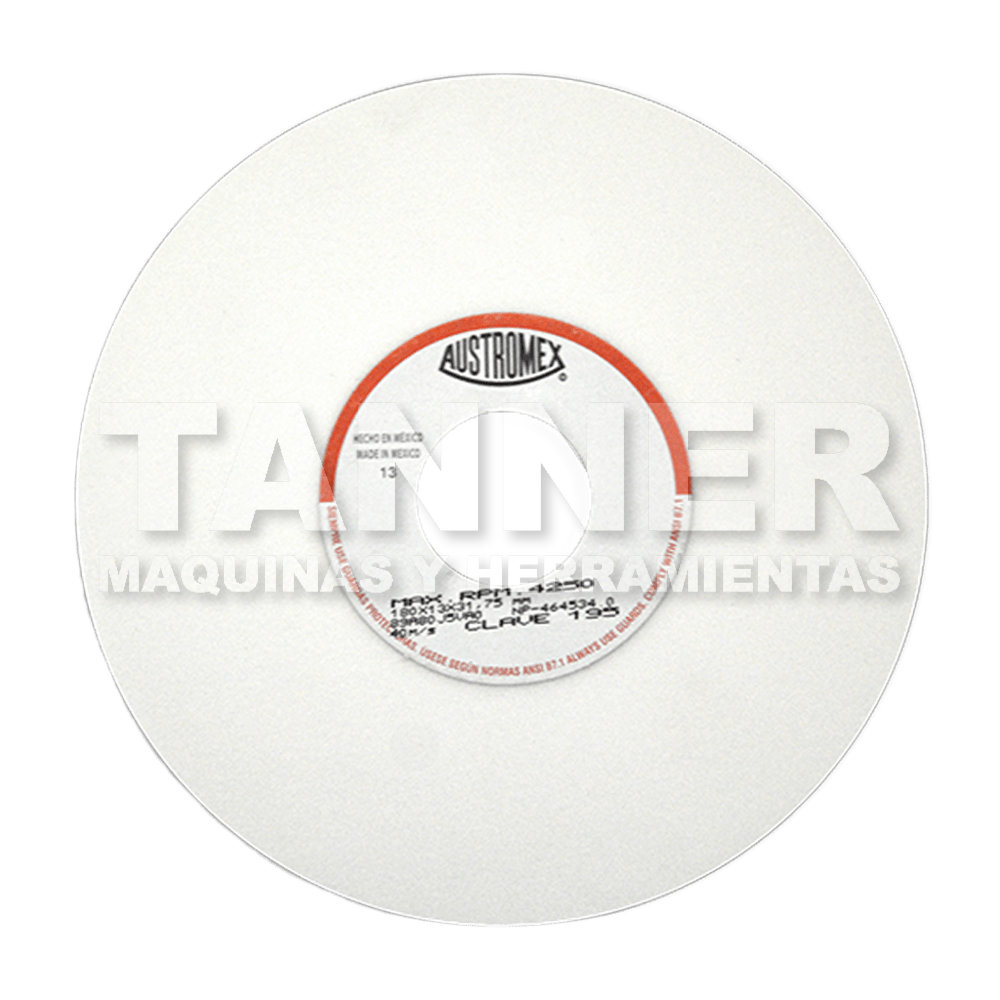 RUEDA BLANCA VITRIFICADA PARA ESMERILADO DE ACERO 180X13X31.75 89A80J5VA0