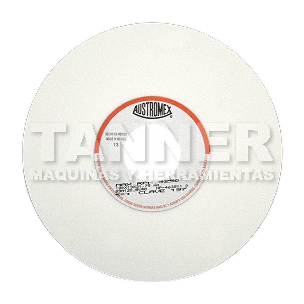 RUEDA BLANCA VITRIFICADA PARA ESMERILADO DE ACERO 180X13X31.75 89A120J5VA0