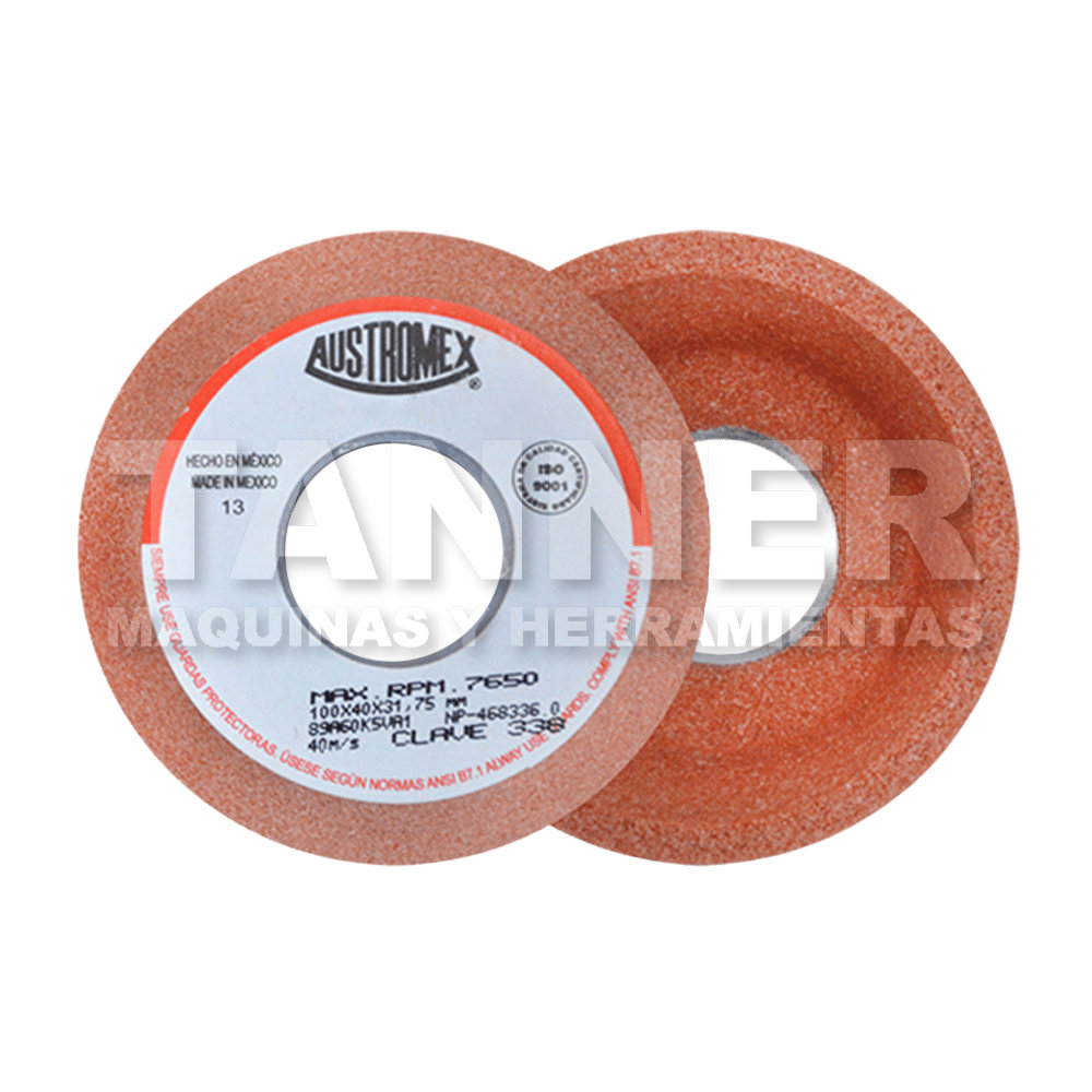 RUEDA NARANJA VITRIFICADA PARA ESMERILADO DE ACERO 100X40X31.75 89A60K5VA1