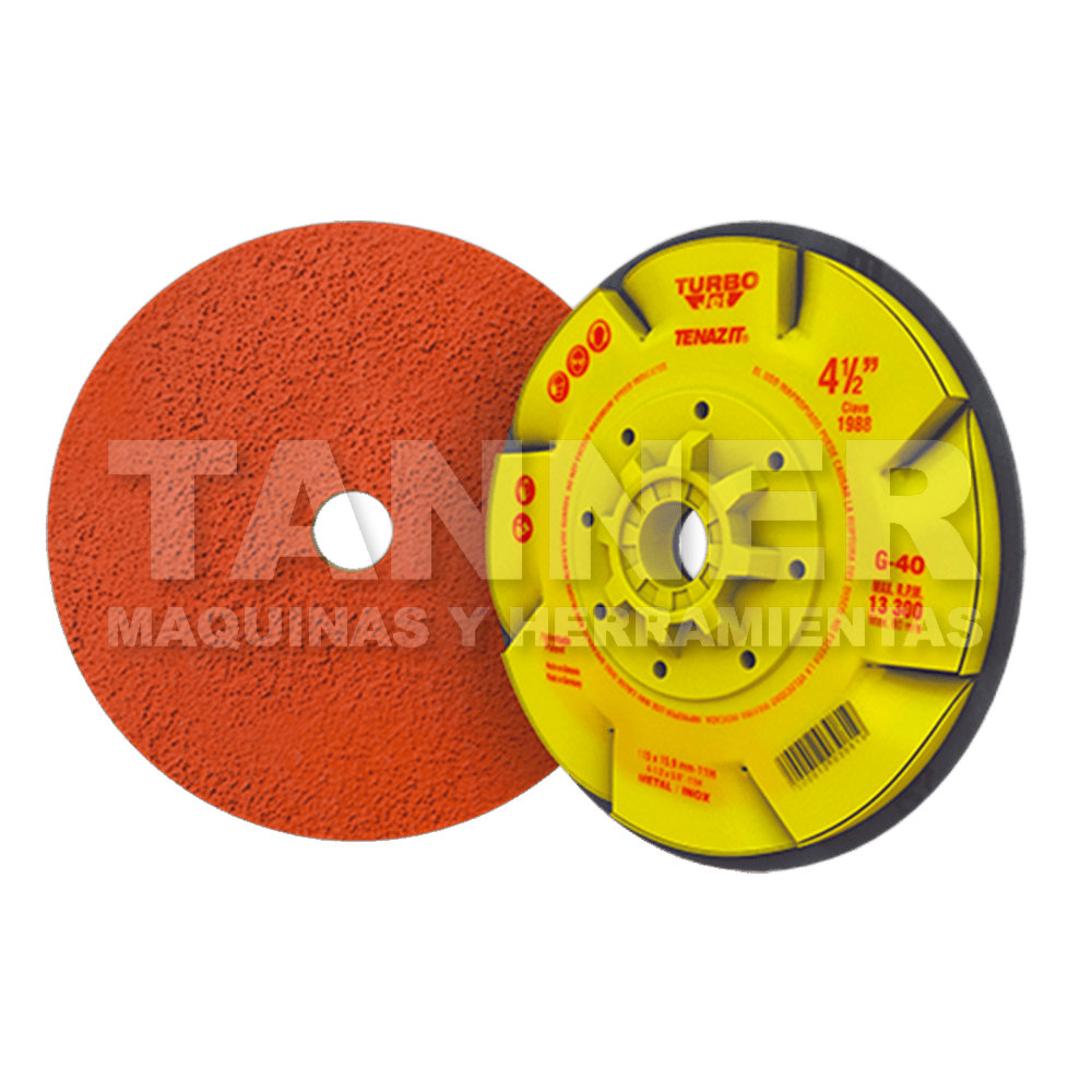 FIBRODISCO DE GRANO CERAMICO PLUS CON RESPALDO ABS - TURBO JET GRANO 40 115 x 15.9-11