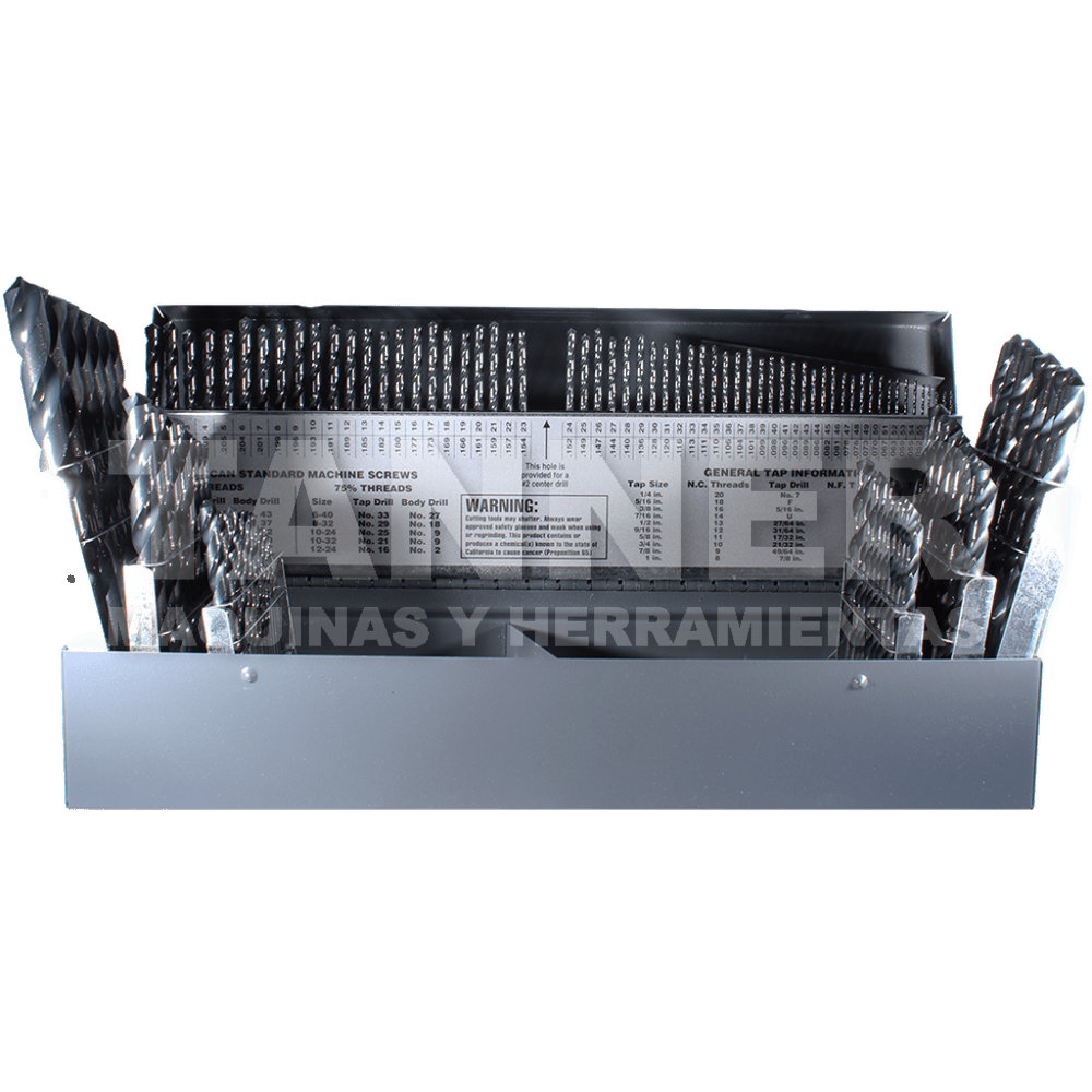 JUEGO BROCAS HSS ALFABETICO, NUMERICO, FRACCIONAL 1/16-1/2, A-Z, 1-60 115PZ